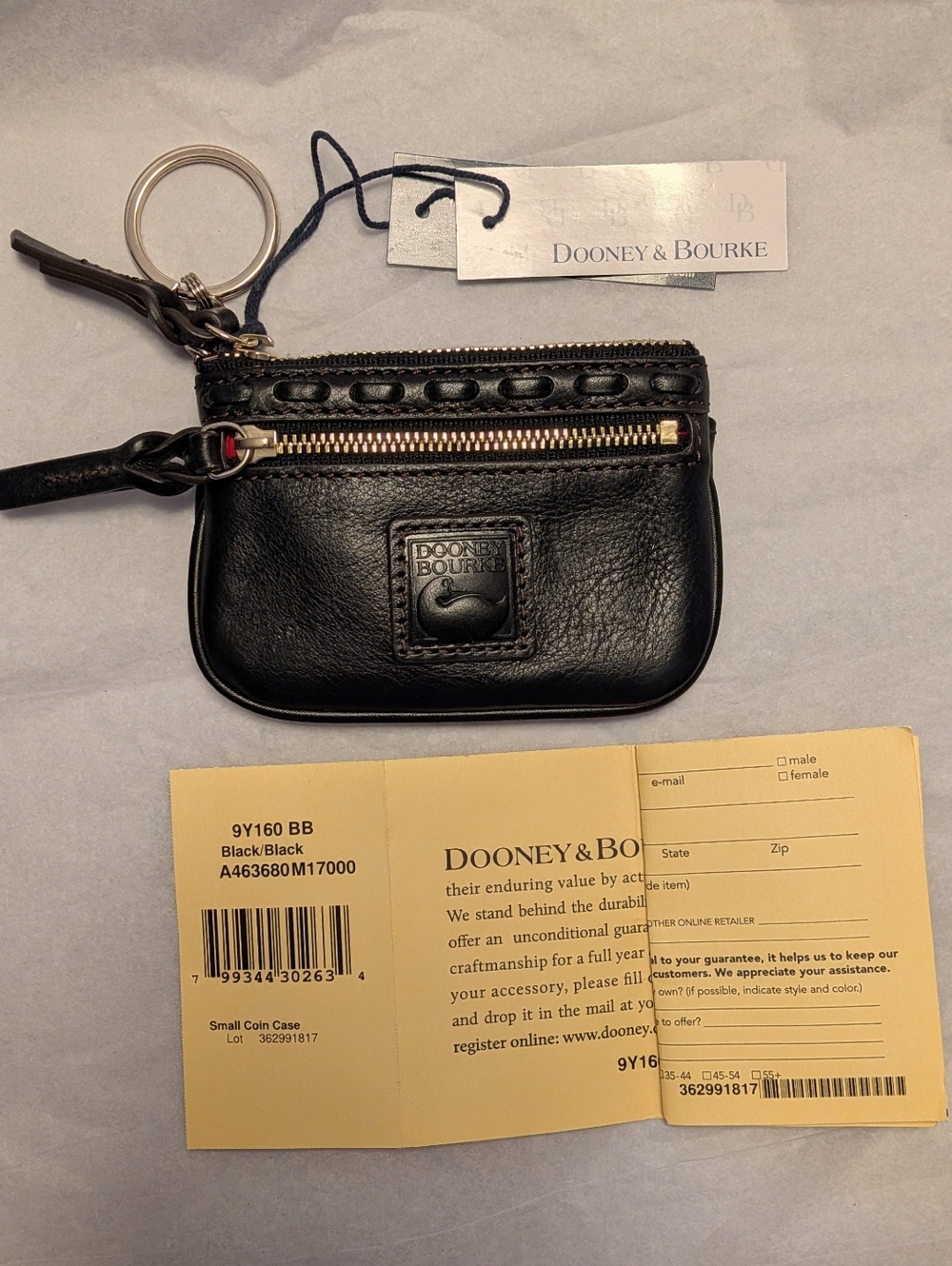 NWT! Dooney & Bourke Black Florentine Leather Coin / Key Case